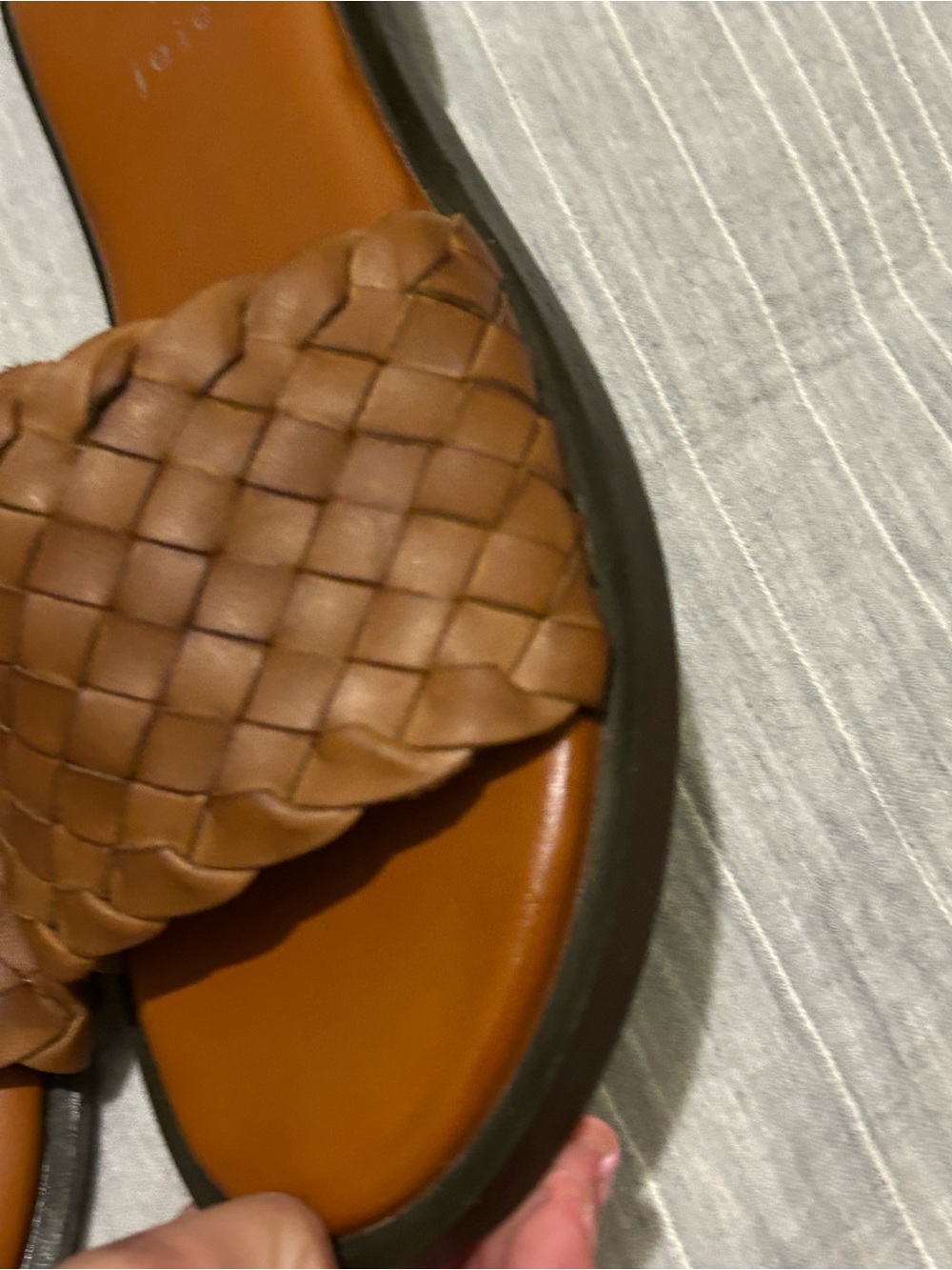 JOIE woven Leather Slide Flat Sandals - Picture 3 of 14
